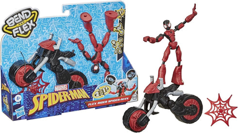 Spider-Man Marvel Bend and Flex, Flex Rider Action Figure Toy, 6-inch Flexible Figure and 2-in-1 Motorcycle for Kids Ages 4 and Up...