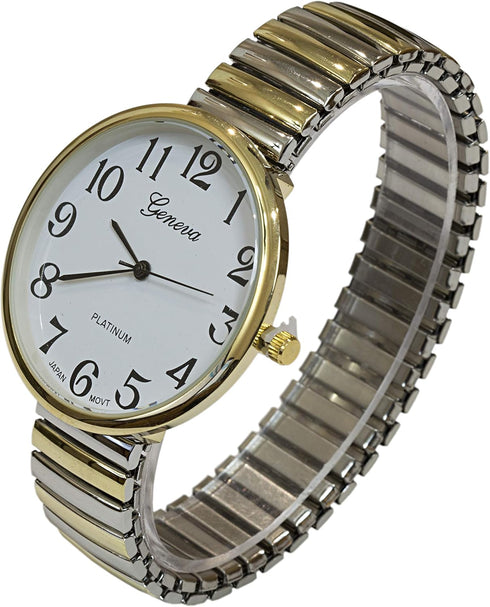 Super Large Face Easy to Read Two-Tone Stretch Band Watch...
