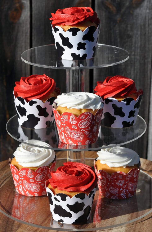 Cow and Bandana Cupcake Wrappers for Kids Birthday Parties, Baby Showers, Farm themed Bridal Showers/Weddings, and School Events. Set of 24 Revers...