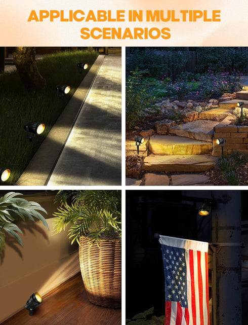12W Landscape Lighting - Warm White Plug in Outdoor Landscape Light IP65 Waterproof 120V Lawn Flag Light Christmas Halloween Decorative Spotlight ...