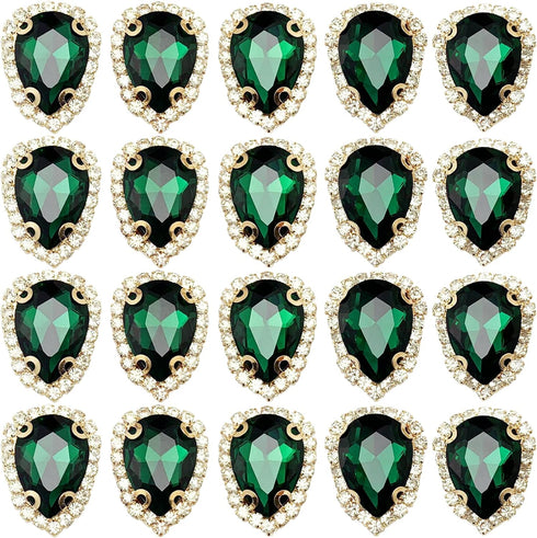 20pcs Teardrop Flatback Rhinestone Sew on Glass Crystal Buttons Charms Embellishments for Jewelry Clothes Shoes Decoration Headband Belt Dress Wed...