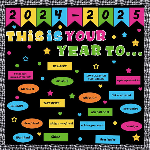 81 Pcs Back to School Bulletin Board Classroom Welcome Bulletin Board Decorations Inspirational Cutouts with White Black Burlap Bulletin Board Bor...