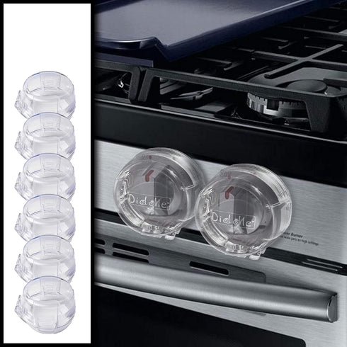 6 Pack Clear Stove Knob Safety Covers - Protect Little Kids with A Child Proof Lock for Oven/Stove Top/Gas Range - Baby/Toddler Kitchen Safety Gua...