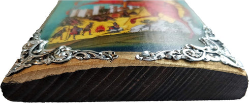 Wooden Greek Christian Orthodox Wood Icon of Saint Dimitrios Demetrius Demetrios / K30...