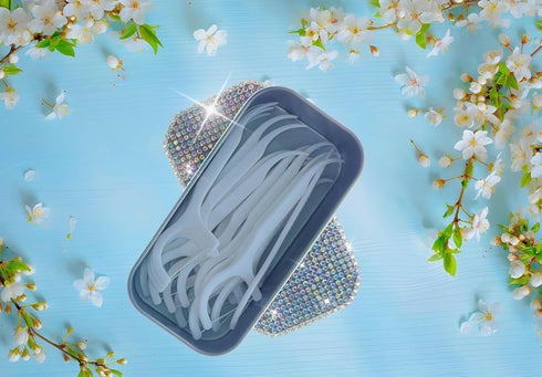 Portable Bling Diamond Case with Floss Picks Dental Floss Inside - Versatile as a Travel Pill Case for Hotels, Cruises and Travel...