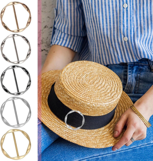 Scarf Ring Clips, 5 Pieces Hat Clips Metal Circle Buckle Belt Clip Tshirt Ties Rings Knotted Button Shawl Clips Sweater Clips Waist Cincher Clip D...