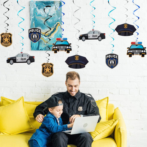 Sumind 25 Pcs Police Party Decorations Birthday Party Hanging Swirls Police Academy Graduation Gifts Hanging Decor Spirals Swirls...