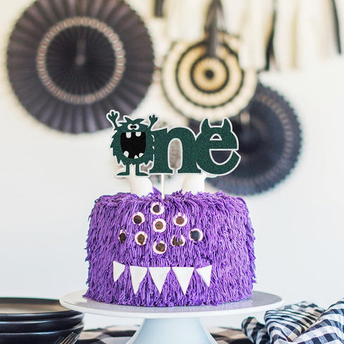 One Cake Topper Green Monster Handmade 1st Birthday Cake Decor One Wedding Anniversary Baby First Month Party Decoration Suppliers...