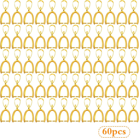 Aylifu 60 Pieces Golden Pinch Necklace Clasps Bails Brass Clip Buckle Bead Pendant Connectors Pinch Dangle Findings for DIY Jewelry Making Craft S...