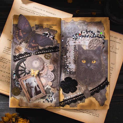 180Pcs Dark Fantasy Scrapbook Paper, Vintage Gothic Journal Ephemera Pack, Junk Journal Supplies for Scrapbooking Kit, with Glue Tape...