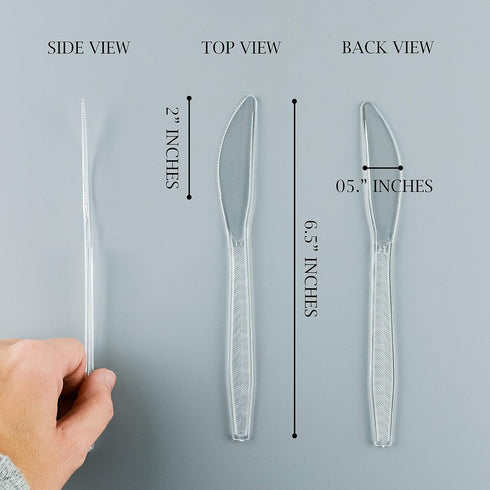 PLASTICPRO Clear Plastic Knives Disposable Cutlery Utensils 50 Count...