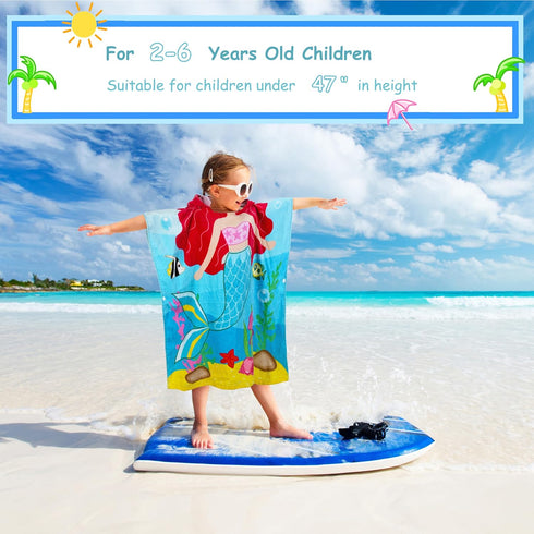 Catalonia Mermaid Hooded Bath Towel for Girl 2-6 Years Old,100% Cotton Swim Poncho Towel, Sand Proof Beach Pool Towel for Child Kids Toddler...