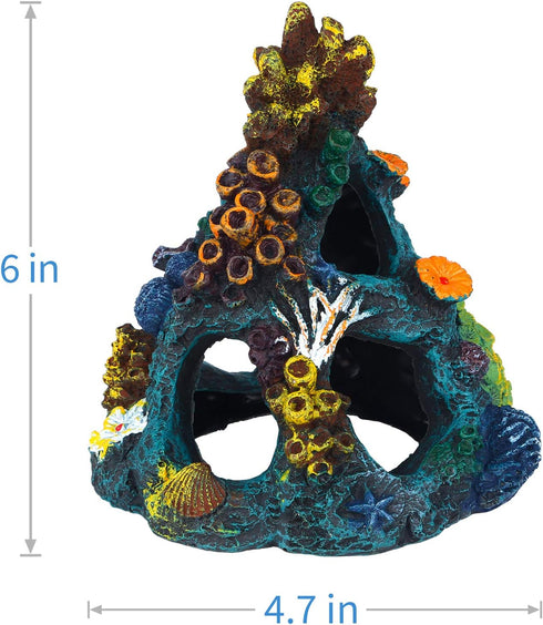 Uniclife Aquarium Decorations Resin Coral Rock Mountain Cave Fish Tank Decor Ornaments Fish House for Betta Rest Hide Play Breed...