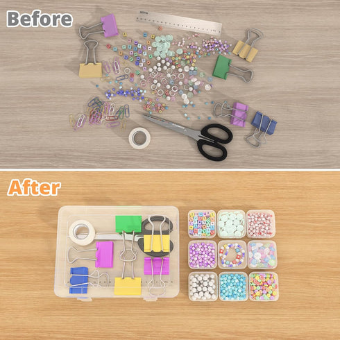 Mathtoxyz Bead Organizer Box, 31Pcs Small Bead Organizers and Storage Plastic Cases Mini Clear Bead Storage Containers Boxes with Hinged Lid and R...