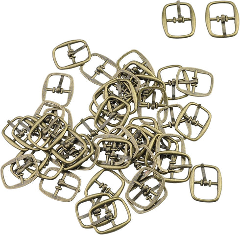 uxcell Metal Rectangle Single Prong Pin Shoe Center Buckle 50PCS Bronze Tone...