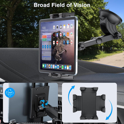 OHLPRO Tablet Holder for Car Dashboard Suction Cup, iPad Car Mount for all 5"-13" Galaxy Tab Kindle Fire iPhone Switch, Tablet Mount for Trucks, S...