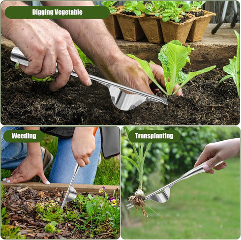 Garden Weeding Tool-Hand Weeder Tool- Leverage Base Design and V-Fork?One-Piece Stainless Steel Design for Greater Strength, Easy Weed Removal and...