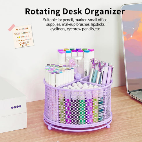 360-Degree Rotating Pencil Holder, Art Supply Storage Desk Organizers and Accessories, Pen Holder for Desk, Marker Organizer for School Office Sup...