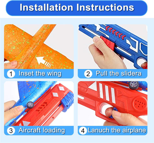 1 Pack Airplane Launcher Toys LED Foam Glider Flight Plane Toy 1 Launcher for 5 6 7 8 Year Old Boy Girls Birthday Gift(1+1,49ft Range)...