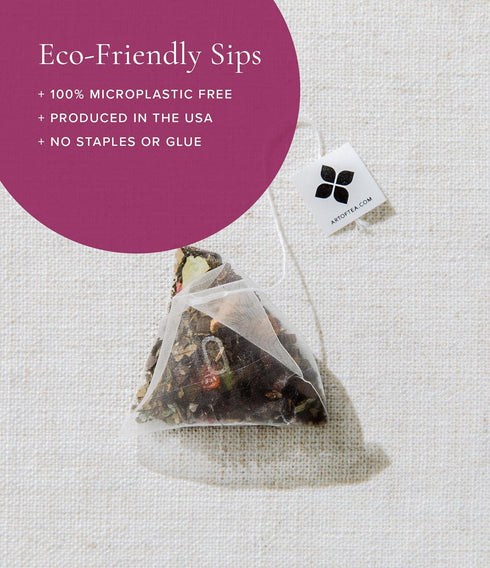 Art of Tea | Organic Green Pomegranate Tea| 50 Eco Friendly Pyramid Tea Bag Sachets...