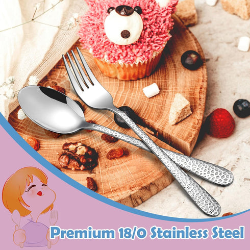 E-far Toddler Forks and Spoons Set, 10-Piece Stainless Steel Toddler Utensils Kids Safe Silverware for Self Feeding, Healthy & Non-Toxic, Dishwash...