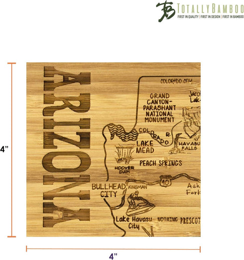 Totally Bamboo Arizona State Puzzle 4 Piece Bamboo Coaster Set with Case...