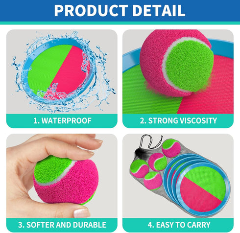 Bennol Toss and Catch Ball Game Outdoor Toys for Kids with 2 Paddle, 2 Balls and A Storage Bag,Outdoor Outside Games Toys for Kids Ages 3 4 5 6 7 ...
