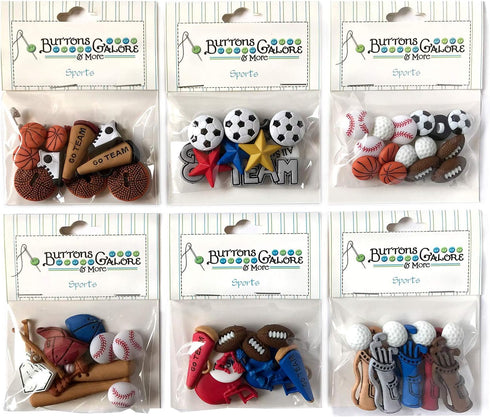 Buttons Galore 50+ Assorted Sports Buttons for Sewing & Crafts - Set of 6 Button Packs...