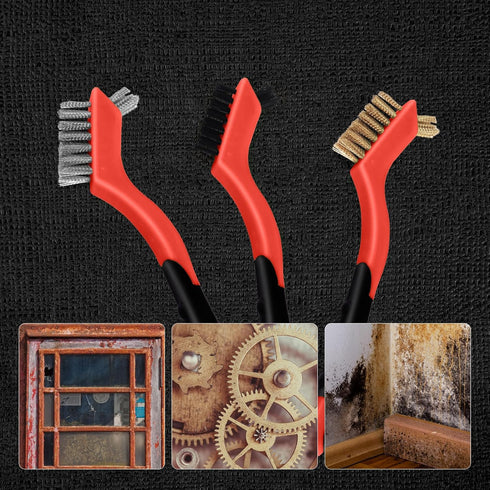 MAXMAN Wire Brush, 6Pcs Small Wire Brushes Set, Stainless Steel/Brass/Nylon Bristles, Household Deep & Gentle Cleaning Brush, Scratch Brushes for ...