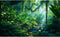 Aquarium Background Fantasy Jungle Plants Waterfall Background Tropical Rainforest Terrarium Background Stream Sunlight Green Leaves Reptile Habit...