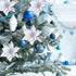 Winlyn 24 Set Christmas Silver Glitter Poinsettia Flower Picks Christmas Tree Ornaments for White Silver Christmas Tree Wreaths Garland Holiday Se...