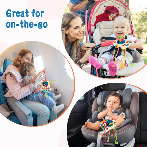 Montessori Toys for 18M+, Food Grade Silicone Pull String Activity Toy, Sensory Toys for Toddlers, Travel Toys for Babies, Baby Toys Fine Motor Sk...