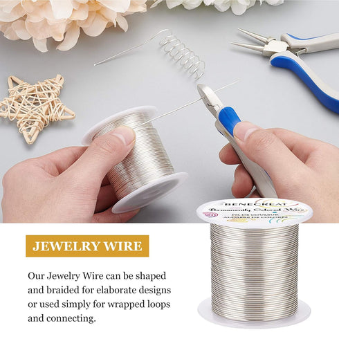 BENECREAT 18 Gauge 32 Yards Tarnish Resistant Silver Wire Jewelry Beading Wire for Beading Wrapping and Other Jewelry Craft Making...
