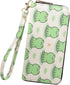 Frog Print Wallet For Women Kawaii Purse Cluth Wristlet Strap Zip Around Card Holder (Frog)...