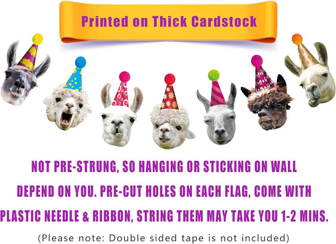 Llama Birthday Garland, Funny Alpaca Face Portrait Bunting, Hilarious Bday Party Decoration…...