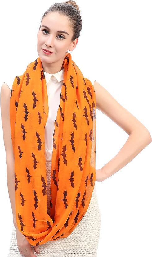 Lina & Lily Halloween Bat Print Women's Infinity Loop Scarf Lightweight...