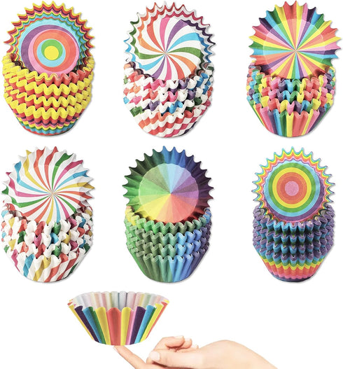 Mini Cupcake Muffin Liners - 600 Count Rainbow Paper Cupcake Liners for Baking, Small Muffin Cups Candy Wrappers, Colorful Tiny Cake Mold Chocolat...
