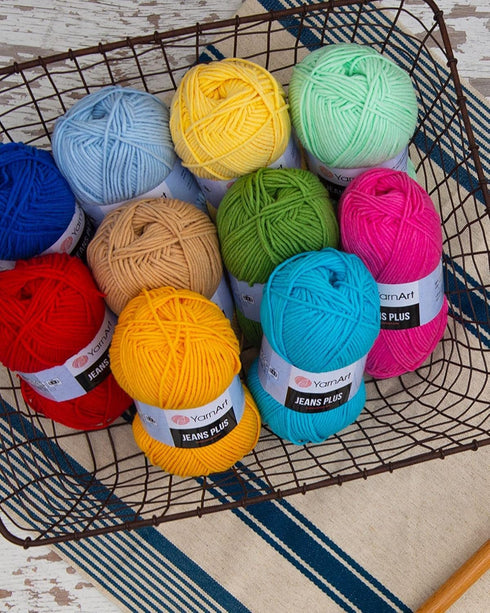 Yarn Art Jeans Plus Yarn, 55% Cotton 45% Polyacrylic, 100 g (3.5 oz), 160 m (174 yds), Yarn Weight: 4 : Worsted-Aran (28) (JeansPlus1)...