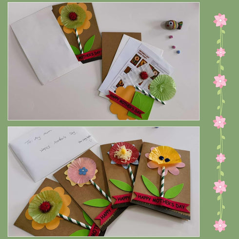 4E's Novelty DIY Mothers Day Craft Kit for Kids 12 Pack, Flower Card Making Kit Spring Bulk Handmade Happy Mother's Day Greeting Card Gifts for Ki...