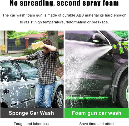 Car Wash Nozzle, High Pressure Water Garden Hose Nozzle with 8 Watering Patterns, Foam Sprayer with Soap Dispenser Bottle for Car Washing, Waterin...