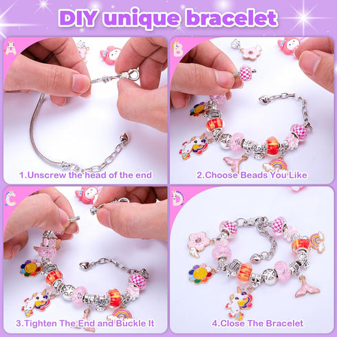 SUYUKI Charm Bracelet Making Kit, Unicorn Mermaid Girls Toy Girls Toys 8-10 Crafts for Girls Ages 4-8 Jewelry Making Kit for Girls 8-12 Toys for G...