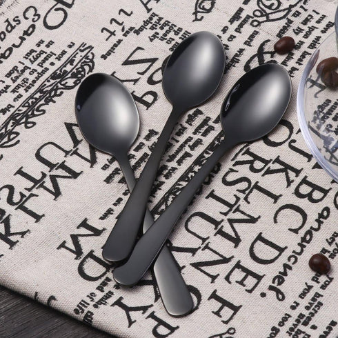 Buyer Star 12 Pieces Black Teaspoons 5.5-Inch Mini Coffee Spoons Stainless Steel Sugar Demitasse Espresso Spoons...
