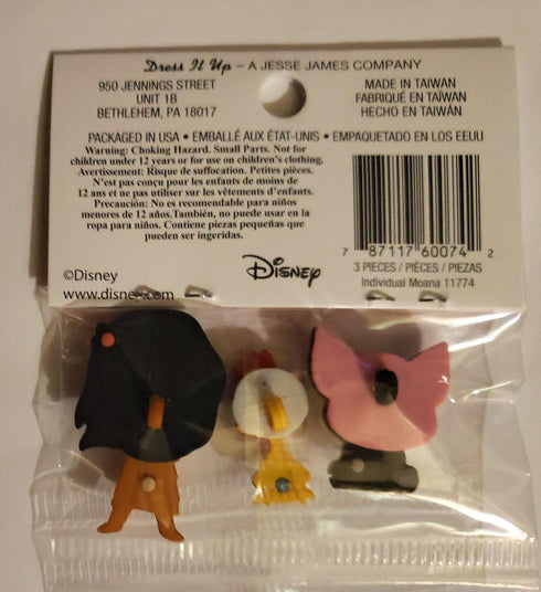 The Disney's Moana Collection - Buttons by Dress It Up Buttons and Embellishments - Moana, Hei Hei, and Pua....