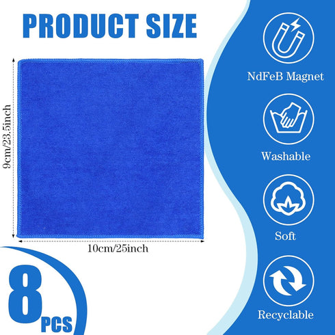 8 Packs Magnetic Cleaning Cloth Microfiber Dry Erase Eraser Magnetic Whiteboard Eraser Washable Dry Erasers for Whiteboard Dry Erase Cloth for Cla...