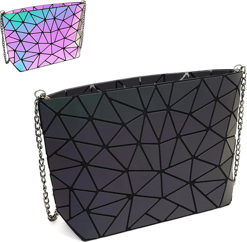 Geometric Purse for Women,Geometric Luminous Purses and Handbags,Geometric Bags and Holographic crossbody bag?Small?...