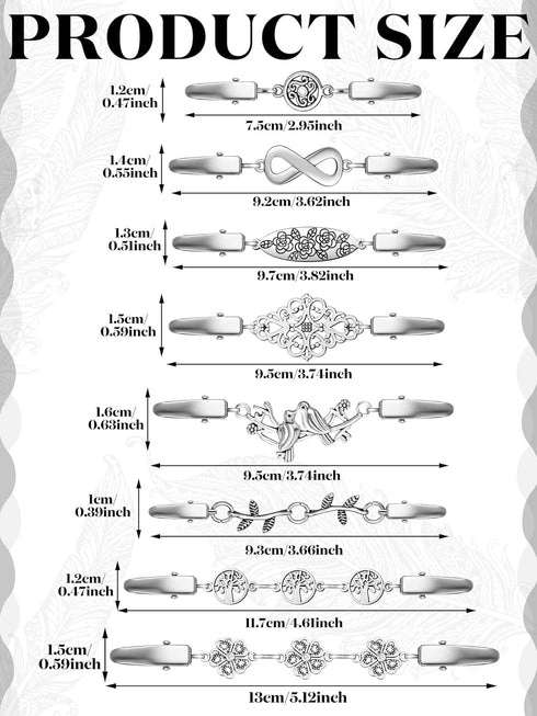 Cindeer 8 Pcs Vintage Sweater Shawl Clips Retro Cardigan Collar Clips Shirt Dress Clips Silver Sweater Clips for Women Girls...