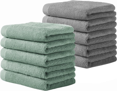 Yoofoss Luxury Washcloths Towel Set 10 Pack Baby Wash Cloth for Bathroom-Hotel-Spa-Kitchen Multi-Purpose Fingertip Towels and Face Cloths 10''x10'...