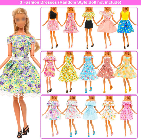 BARWA 10 Sets Doll Clothes Including 3 Sequins Dresses 3 Fashion Floral Dresses 4 Casual Outfits Tops and Pants for 11.5 inch Girl Dolls……...