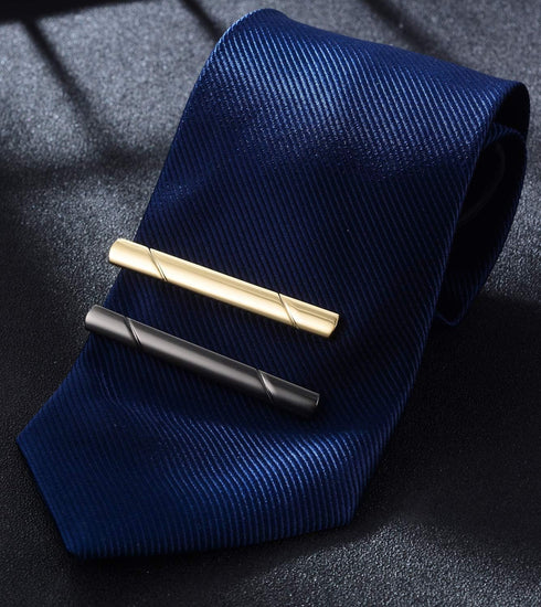 Tornito 9Pcs Tie Clips Tie Ring for Men Square CZ Tie Tacks Clutch with Chain Necktie Silver Black Gold Tie Clips Link Chain for Wedding Meeting B...