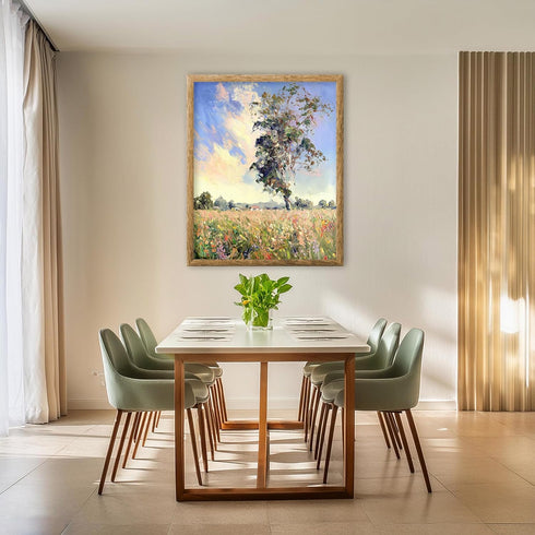 Posterizer 1 pcs-oil painting style-vibrant field with flowers-classics inspired 4-Landscape & Nature Art-Vintage Art-Gift for Art Lovers- unframe...